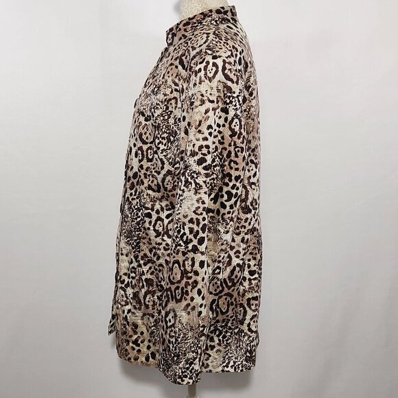 Chico's Size 2/12-14 Leopard Print Button Down Mandarin Collar Lined Jacket - Picture 9 of 14